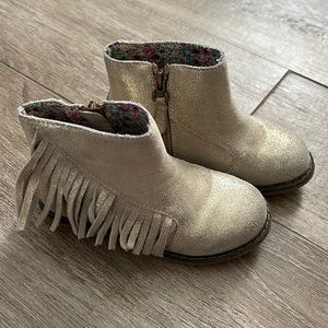 Tucker & Tate Girls Gold Fringe Zip-Up Bootie
